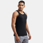 Men Cotton Rib Round Neck Sleeveless Easy Tuck Vest